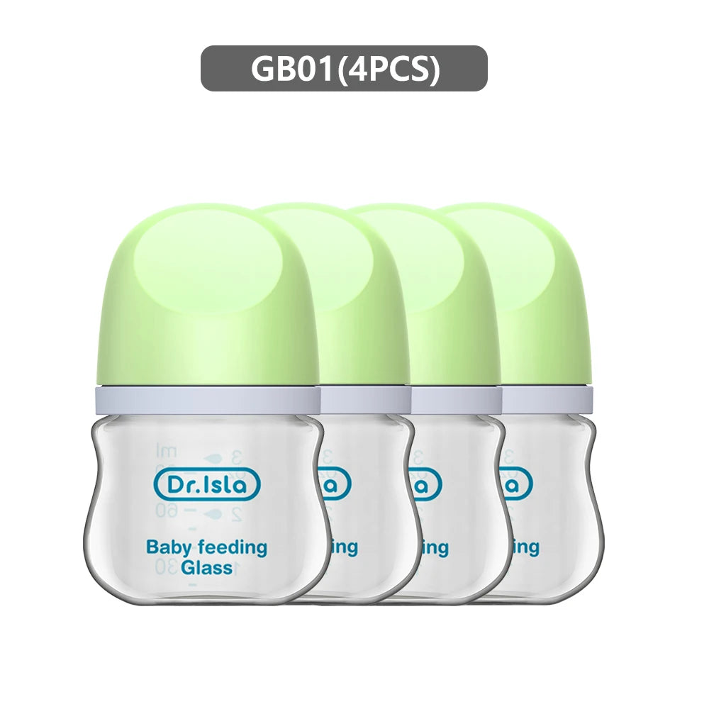 MAMIJOY 4PCS Baby Bottle Newborn Glass Bottles 90ML/160ML Anti-flatulence Milk Feeding Bottles Infant 0-3 Month BPA Free GB01&02