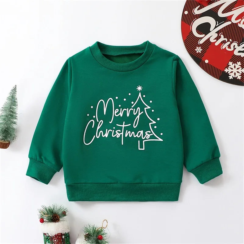 Children s Hooded Sweatshirt Warm Long Sleeve Pullover with Festive Christmas Print for Boys and Girls Cozy Winter Costume