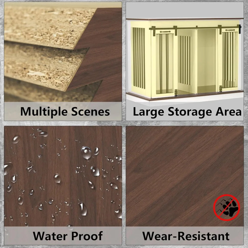 Dog Crate Furniture with Divider, Dog Crate for Small to Large Dogs, Dog Kennel Furniture with Double Doors, 47.2" W x 23.6" D x