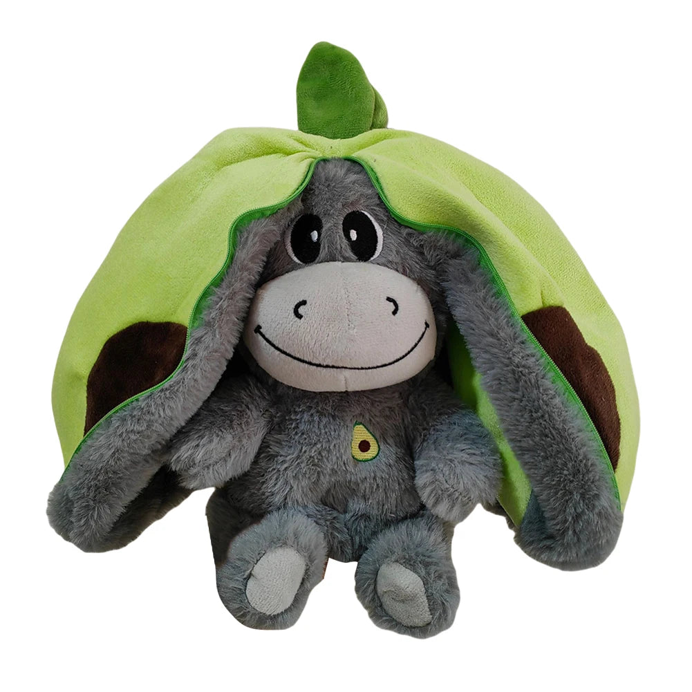 Strawberry Donkey Plush Doll Breathing Music Lighting Into Fruit Transform Baby Sleeping Stuffed Fluffy Toy Cute Plush Toys Gift