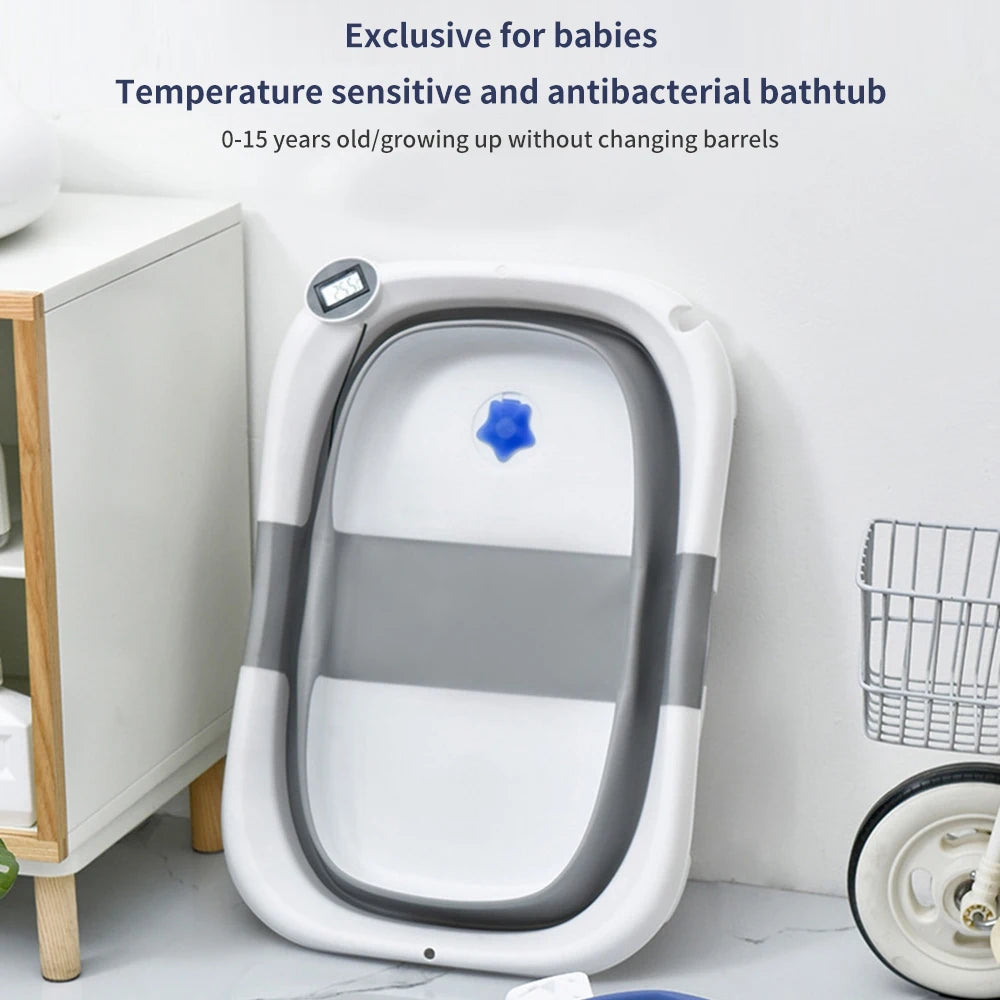 Portable Collapsible Baby Bathtub for Newborn to Toddler Durable Essential Infant Bath Tub with Soft Cushion