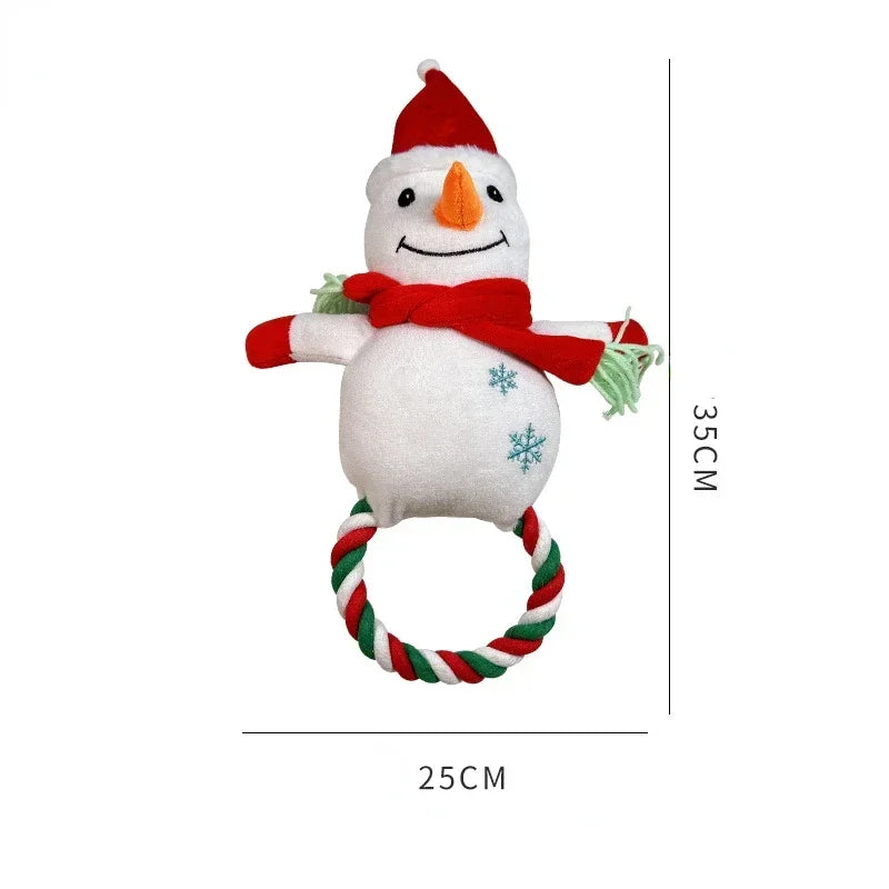 Pet Christmas Series Plush Dog Toys Santa Claus Elk Snowman Shape Colorful Toys Interactive Bite Toys