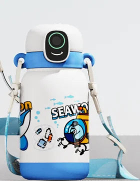 316 Stainless Steel Children's Fingerprint Embossed Insulated Water Bottle Stylish Student Portable Design Dual-Use Straw Cup