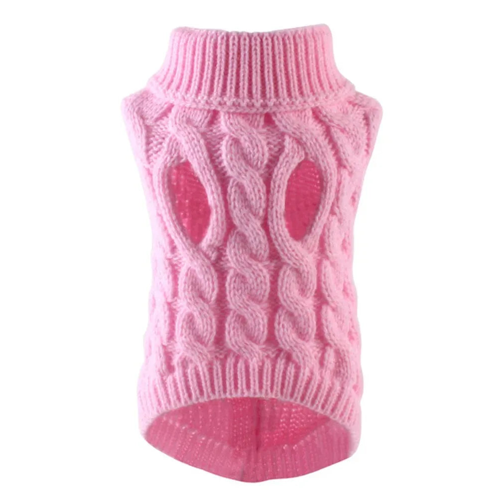 Winter Warm Dog Sweater Turtleneck, Easy Wear Open Front Pet Pullover for Small Medium Dogs, Soft Machine Washable Knit Coat