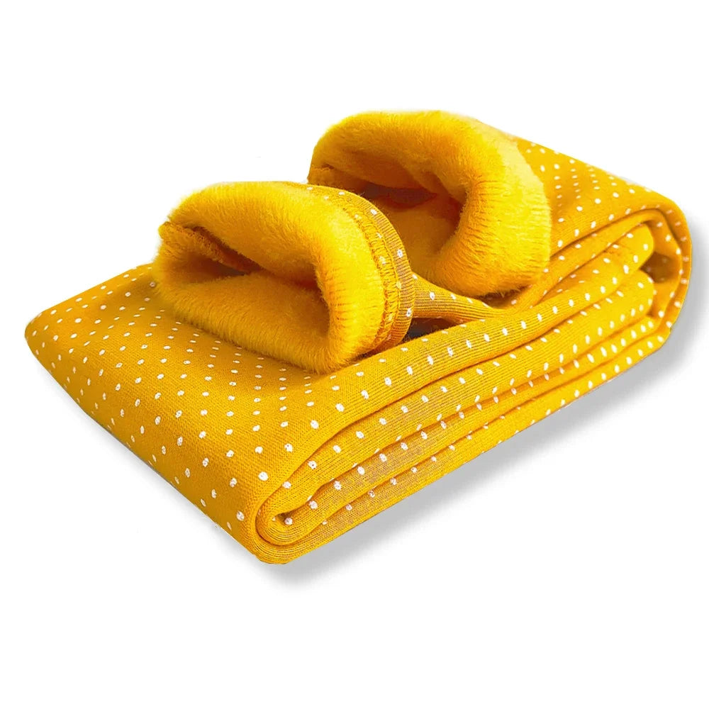 Sweet Leggings Girls Dot Velvet Pants Autumn Winter Kids Cotton Stretch Warm Trousers Baby Girls Elastic Waist Slim Pants