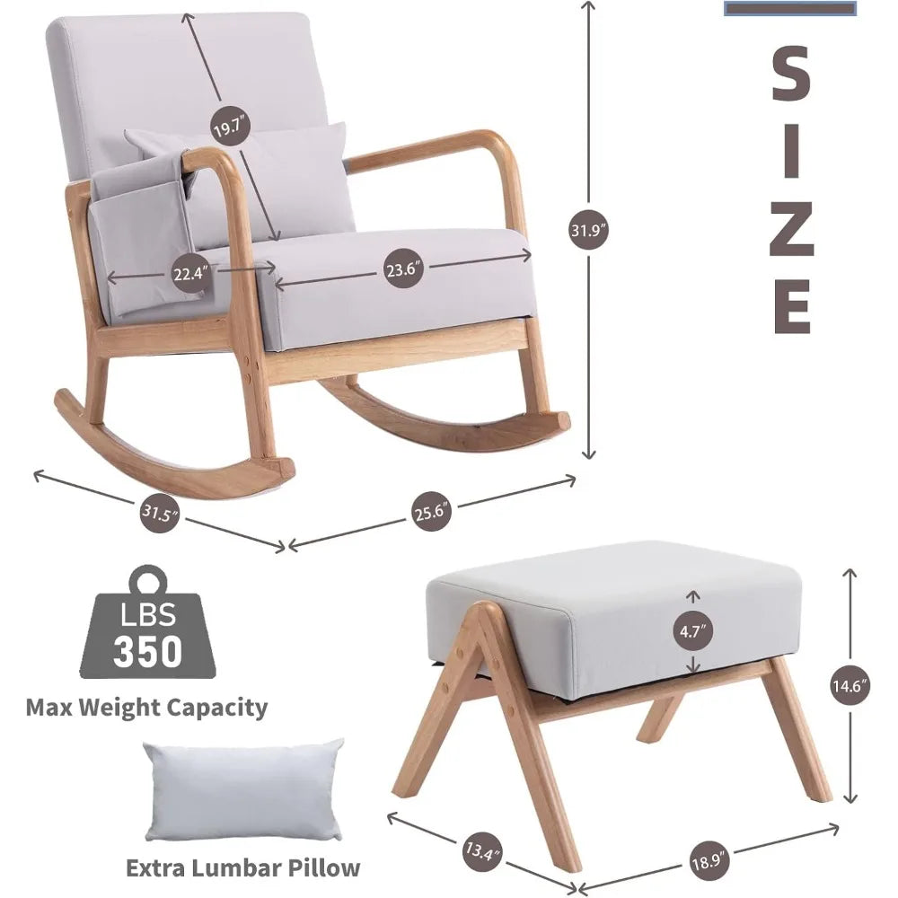 Rocking Chairs with Ottoman,Rocker Chair Glider Chair,Modern Mid Century Living Room Chair Nursing Comfy Chairs for Mom Seniors
