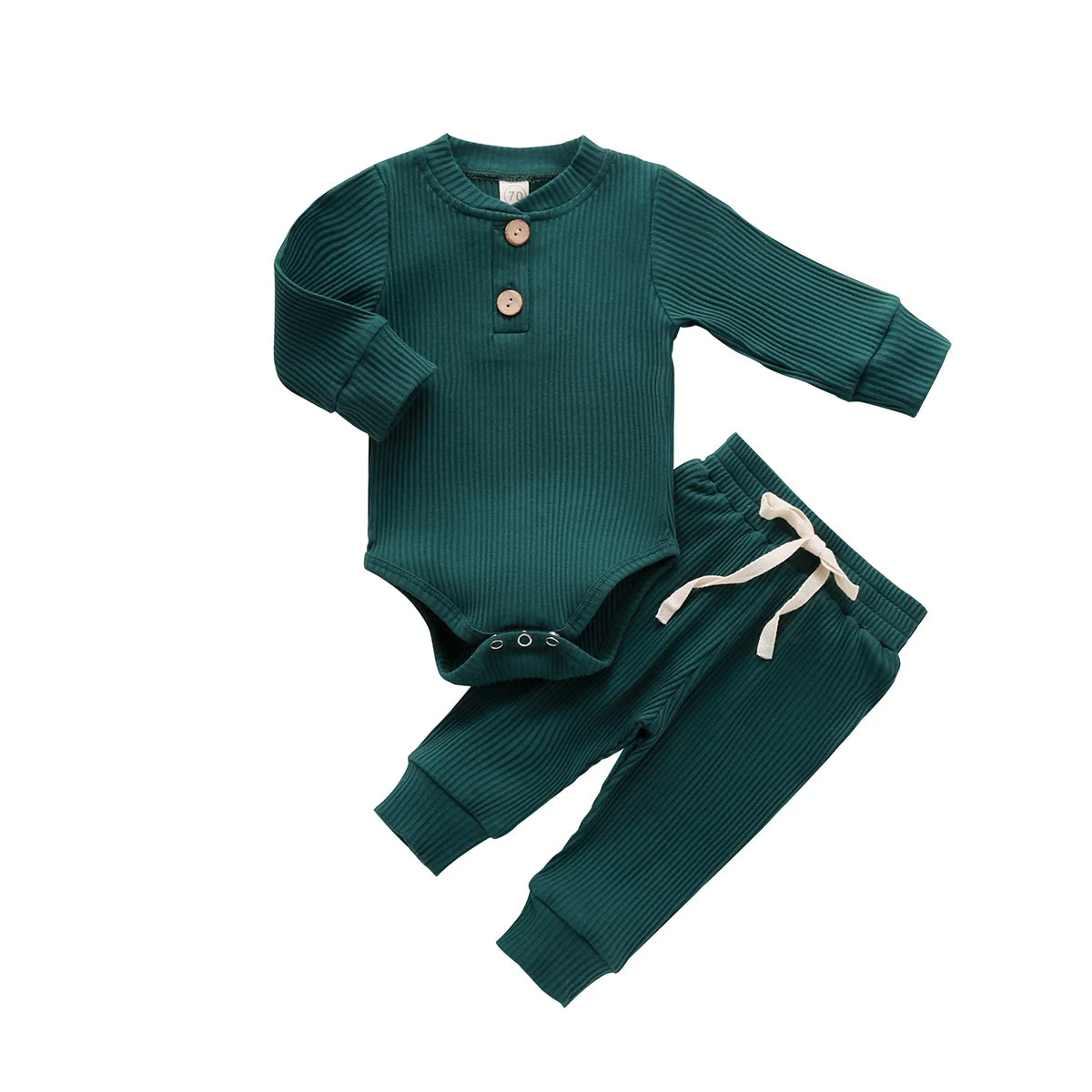 Spring Autumn Newborn Infant 2PCs Clothes Set for Boys & Girls Ribbed/Plaid/Solid Long Sleeve Bodysuit + Elastic Pants