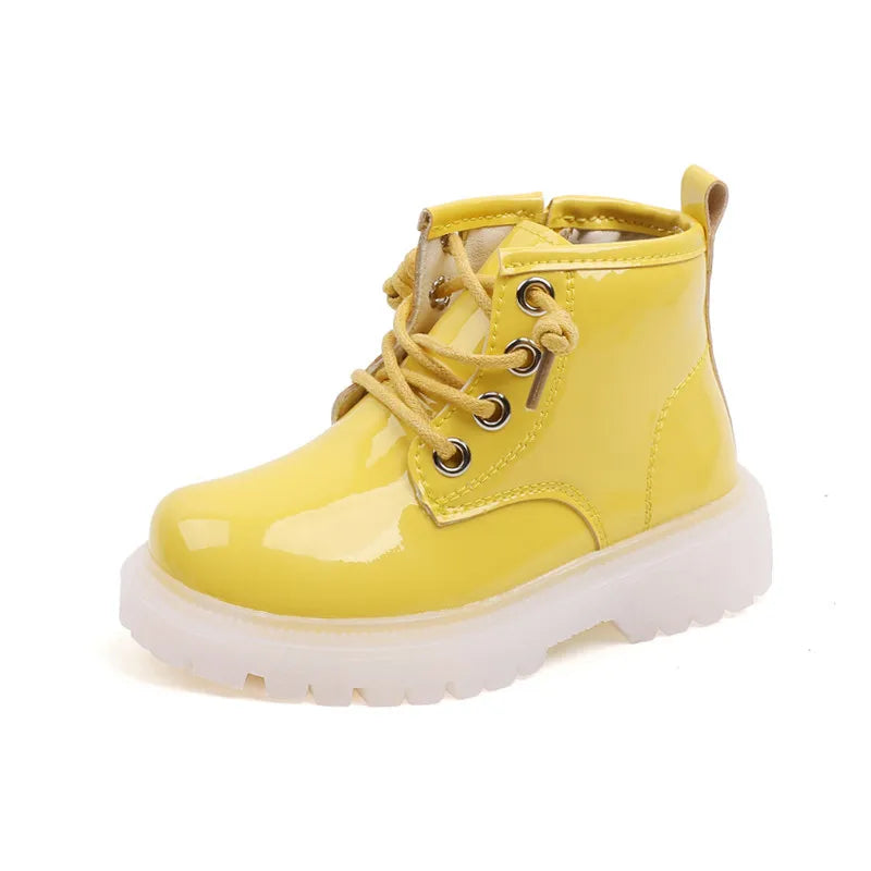 2024 New Spring Baby Boots For Girls Leather Waterproof Boys Rubber Ankle Boots Non-slip Soft Sole Fashion Toddler Kids Shoes