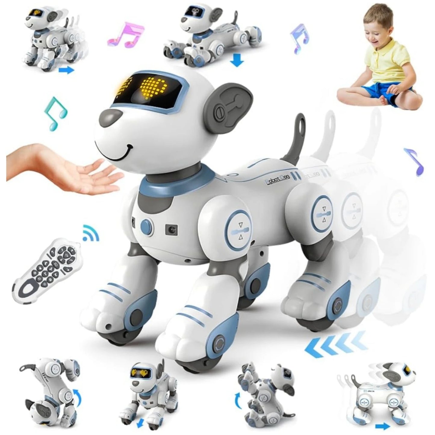 Vatos RC Robot Electronic Dog Stunt Dog Voice Command Programmable Touch-sense Music Song Robot Dog Toy Christmas Gifts for Kids