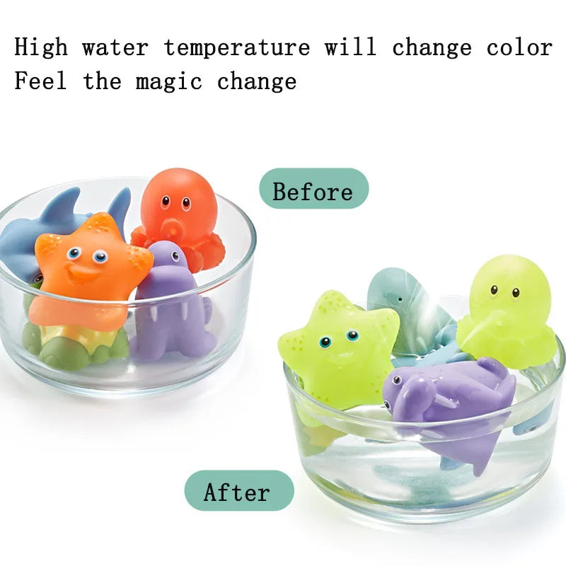 Baby Bath Toys Bathtub Colorful Toys Waterproof Bath Toys for Toddler Infant Boys Girls 0~3years Gift