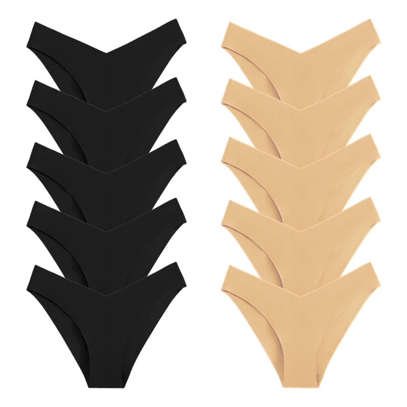 10Pcs/Set New Women's Panties Female Seamless Underwear Solid Ice Silk Lingerie 10 Pieces Women Panties 10 Pieces Free Shipping