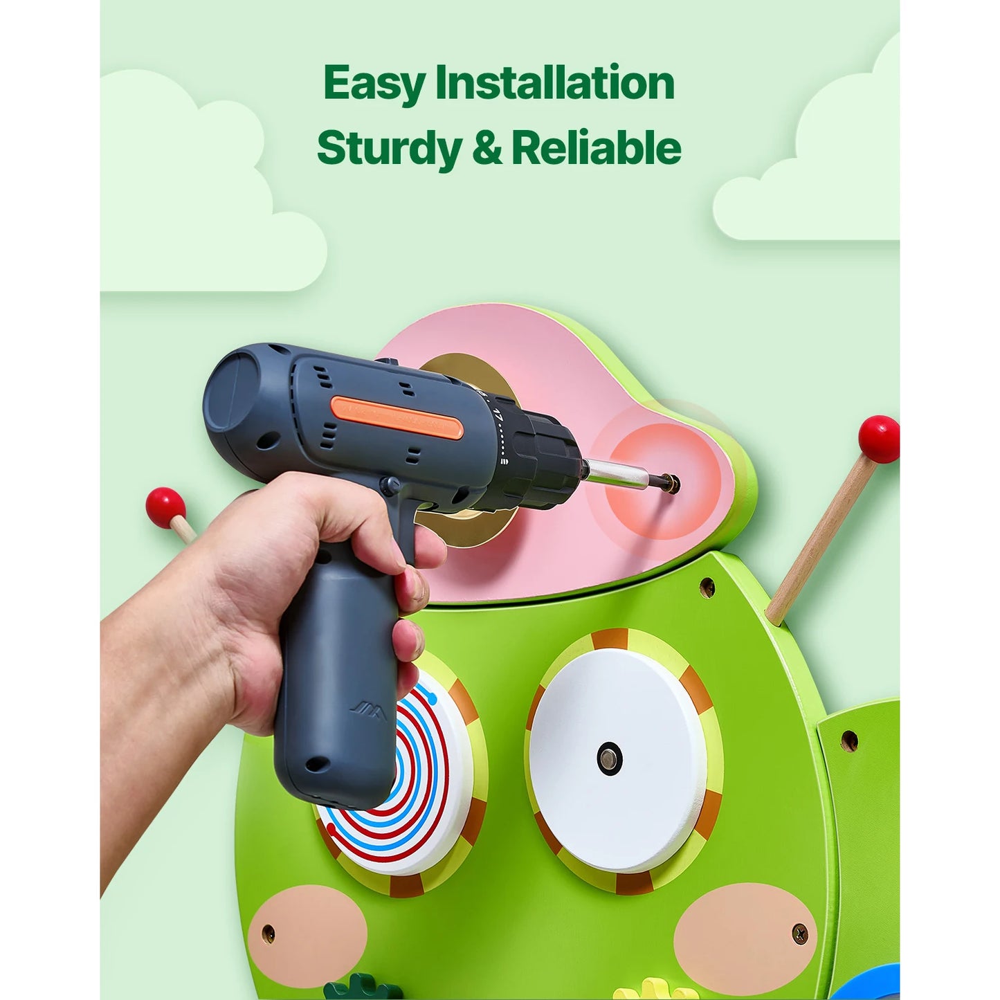 SucceBuy Caterpillar Children Wall Busy Board 12 Activities Montessori Sensory Learning Center for Kids 3-12 Years Playroom Toys