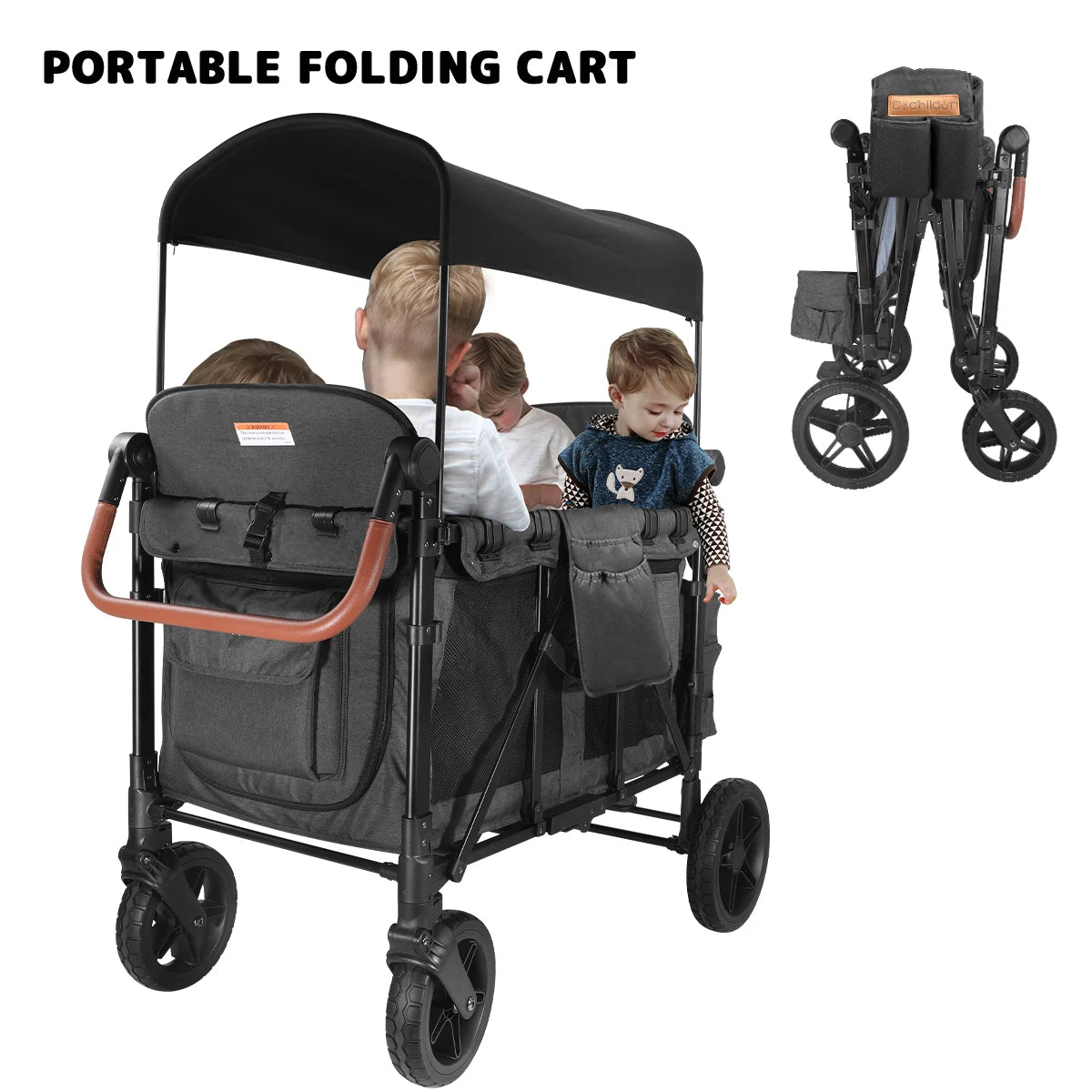 Baby stroller suitable for four children, camping car, storage cart, sun shade detachable, foldable, suitable for autumn travel