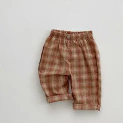 Kid Boy New Fashion Plaid Pants Simple Comfortable Trousers Toddler Boy Striped Cotton Wide Leg Pants All-match Pants