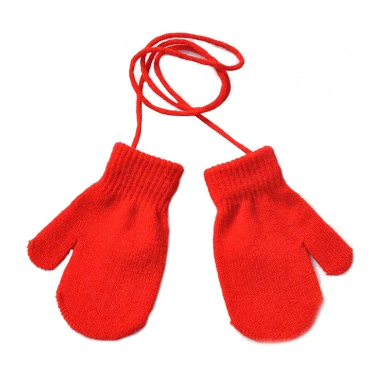 1-3Y Baby Winter Full Finger Gloves - Warm Neck-Hanging Mittens for Toddler Newborn Accessories