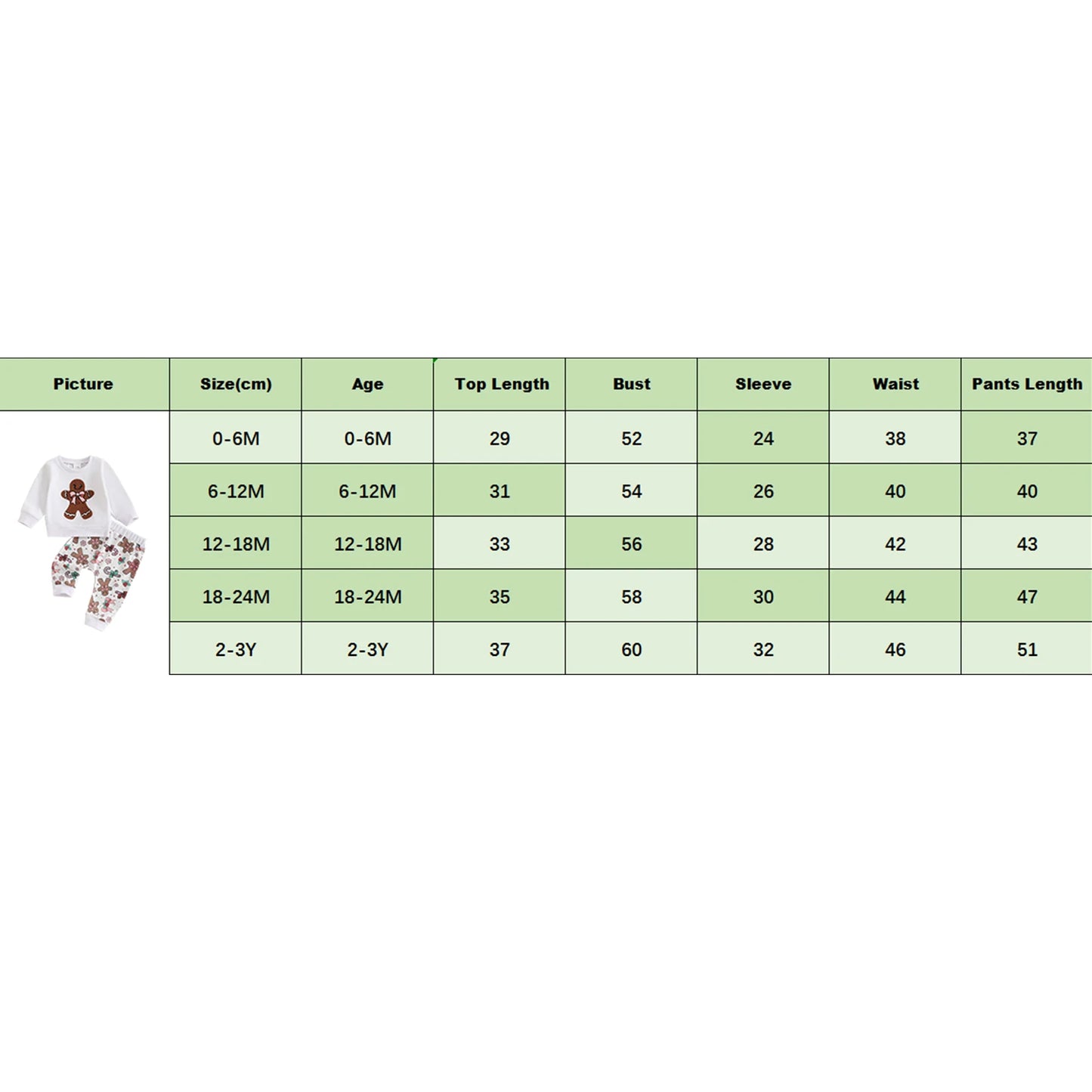 Toddler Girl Boy Christmas Outfits Embroidery Long Sleeve Sweatshirt with Gingerbread Man Print Pants Set