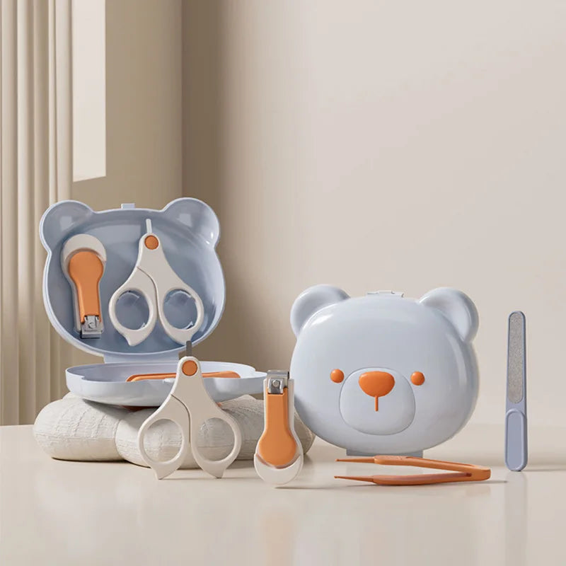 Children Manicure Kit Baby Nail Scissor Baby Nail Care Tool Set Kid Safe Portable Nail Clipper Trimmer File Tweezer with Box