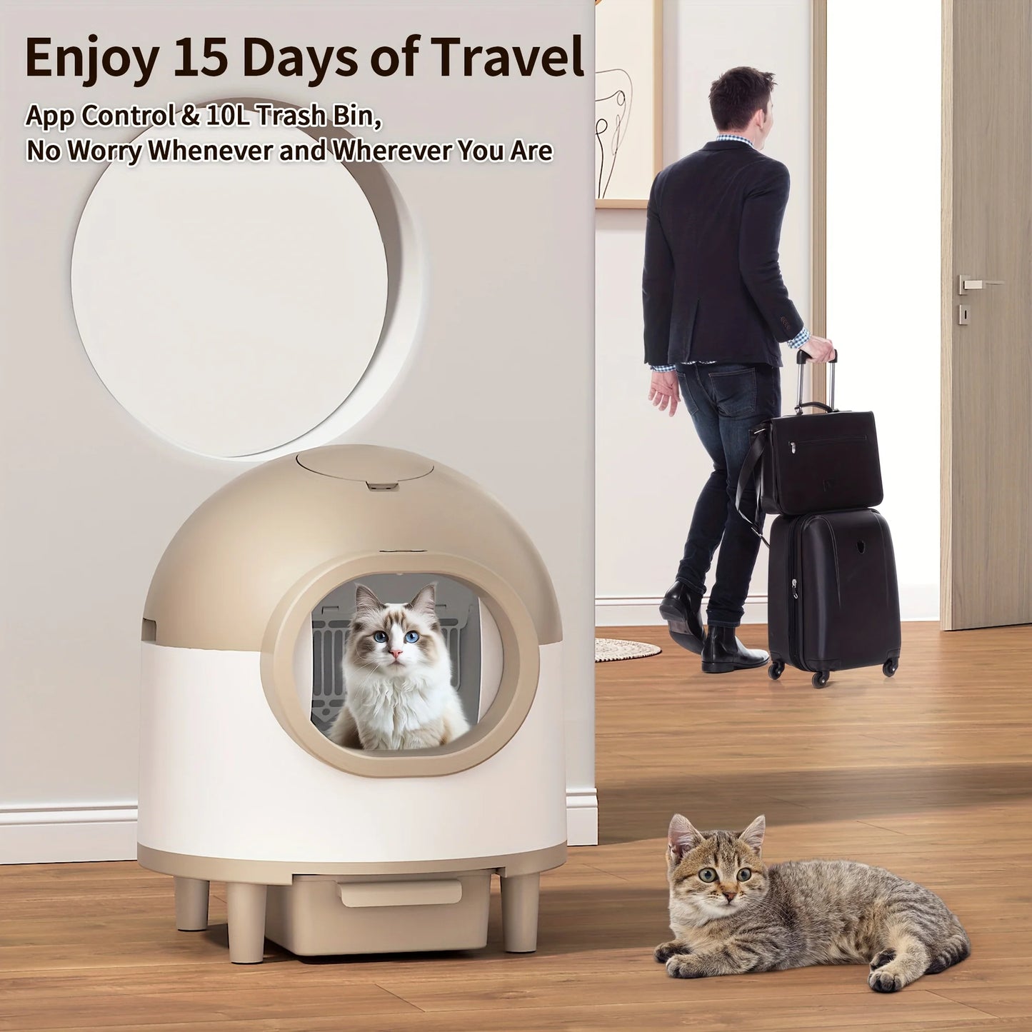 Self Cleaning Cat Litter Box For Multiple Cats, 80L Large Smart Automatic Cat Litter Box Wifi APP Control, Safety Protection