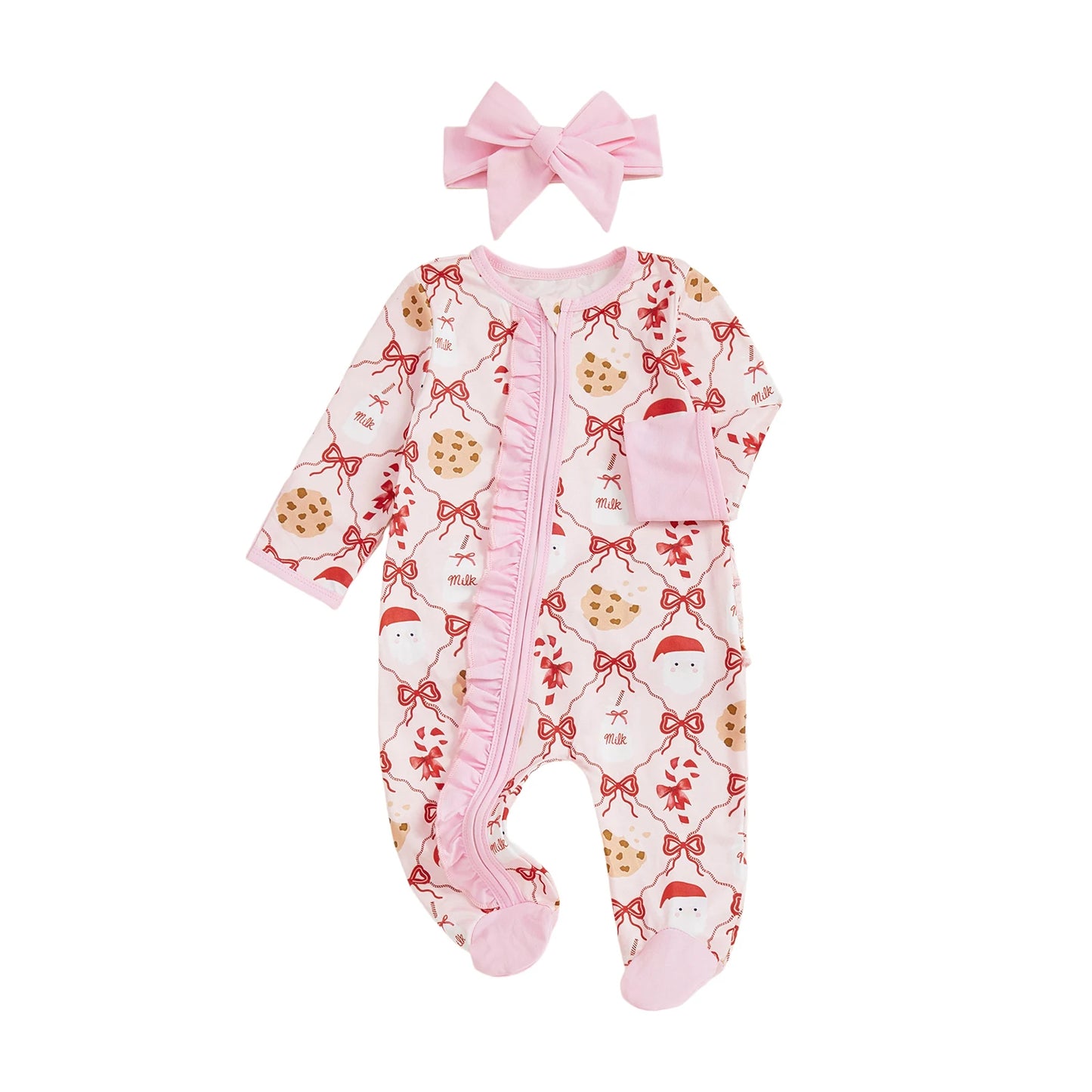 Infant Baby Boy Winter Snowflake Print Hooded Romper with Fleece Lining and Mittens Set for Christmas Celebrations