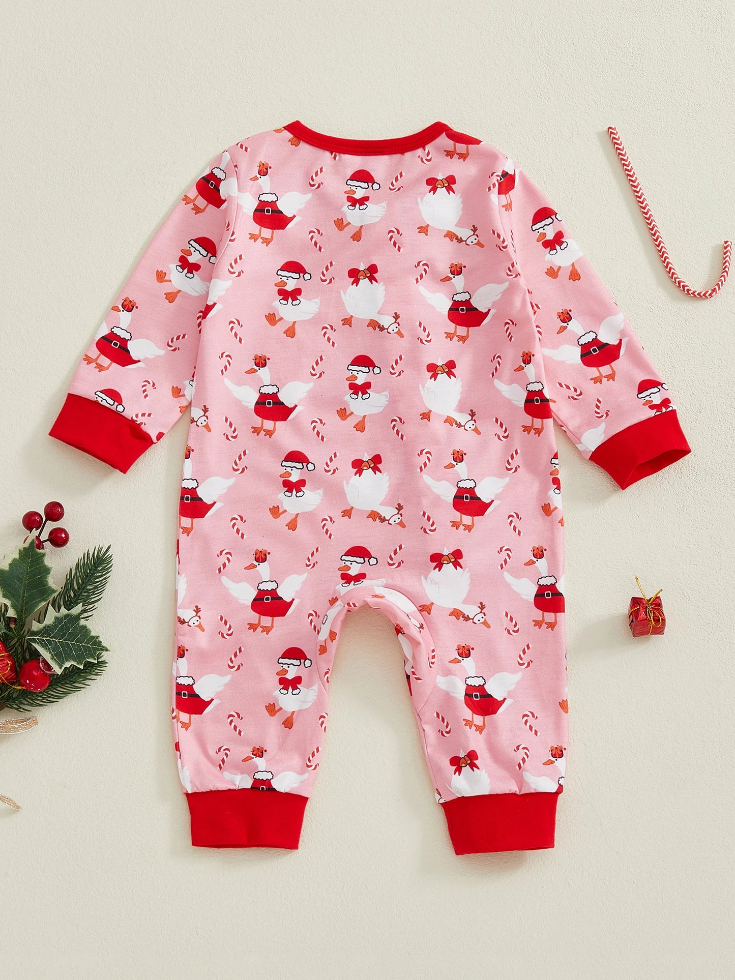 Toddler Christmas Reindeer Snowflake Print Short Sleeve Round Neck Button Up Playsuit Pajamas for Baby Girl