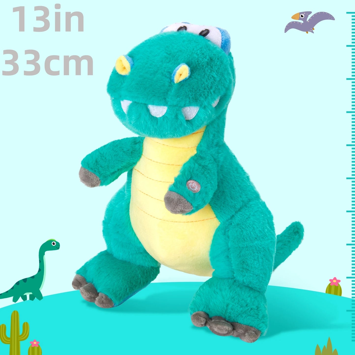 Glowing Green Dinosaur Plush Toy,Cuddly Dinosaur Stuffed Animal With Colorful Lights, Happy Mother's Day Gift