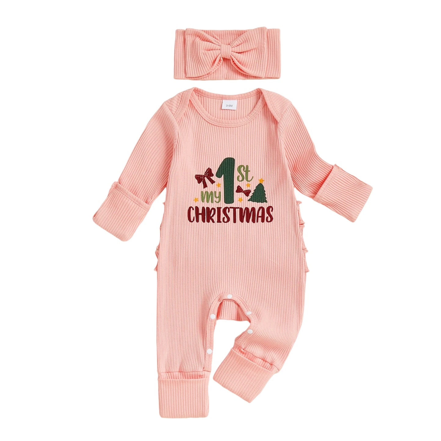 Infant Baby Boy Romper Winter Snowflake Print Long Sleeve Jumpsuit with Hat Set Christmas Outfit for Newborns