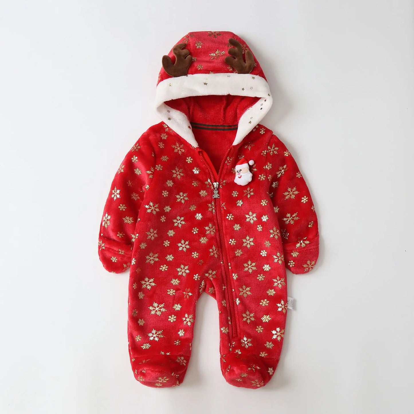 2025 Autumn Winter Newborn Baby Romper Christmas Flannel Hooded Baby Girl Overalls 0-1 Years Infant Boy Jumpsuit Outfits