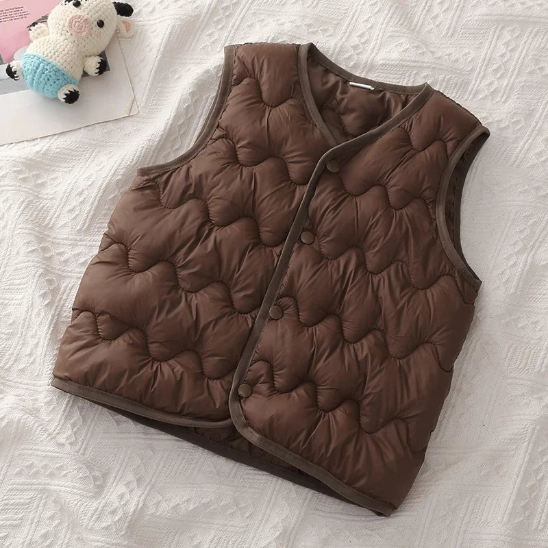 Kids Warm Vest Winter Girls Boys Thicken Waistcoat Outerwear Children Teens Cotton Solid Color Jackets Vest for 1-6Years