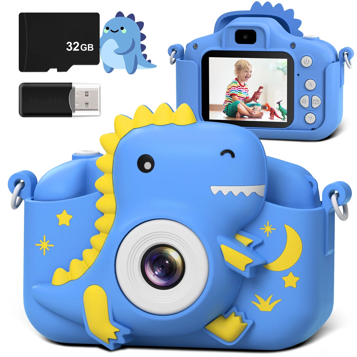 2.0" Kid‘s Digital Camera Rechargeable Cartoon Camera Toy 20MP 1080P HD Mini Selfie Camera Gift For Boys Girls