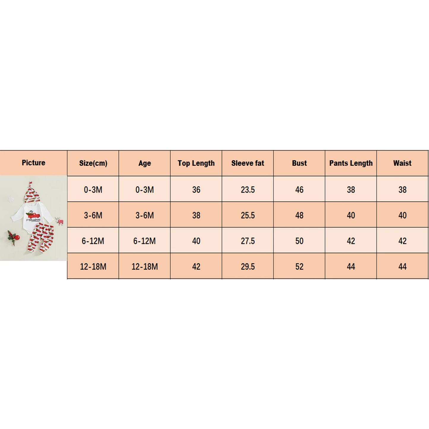 3Pcs Baby Christmas Outfits Long Sleeve Truck Print Romper Pants Hat Set Infant Clothes