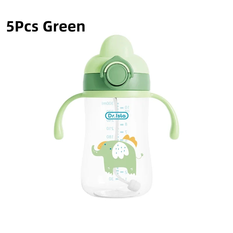 1/2/5pcs Healthy Portable Baby Bottle Silicone High-Temperature Resistant High-Capacity Baby Training Cup BPA Free 300ml
