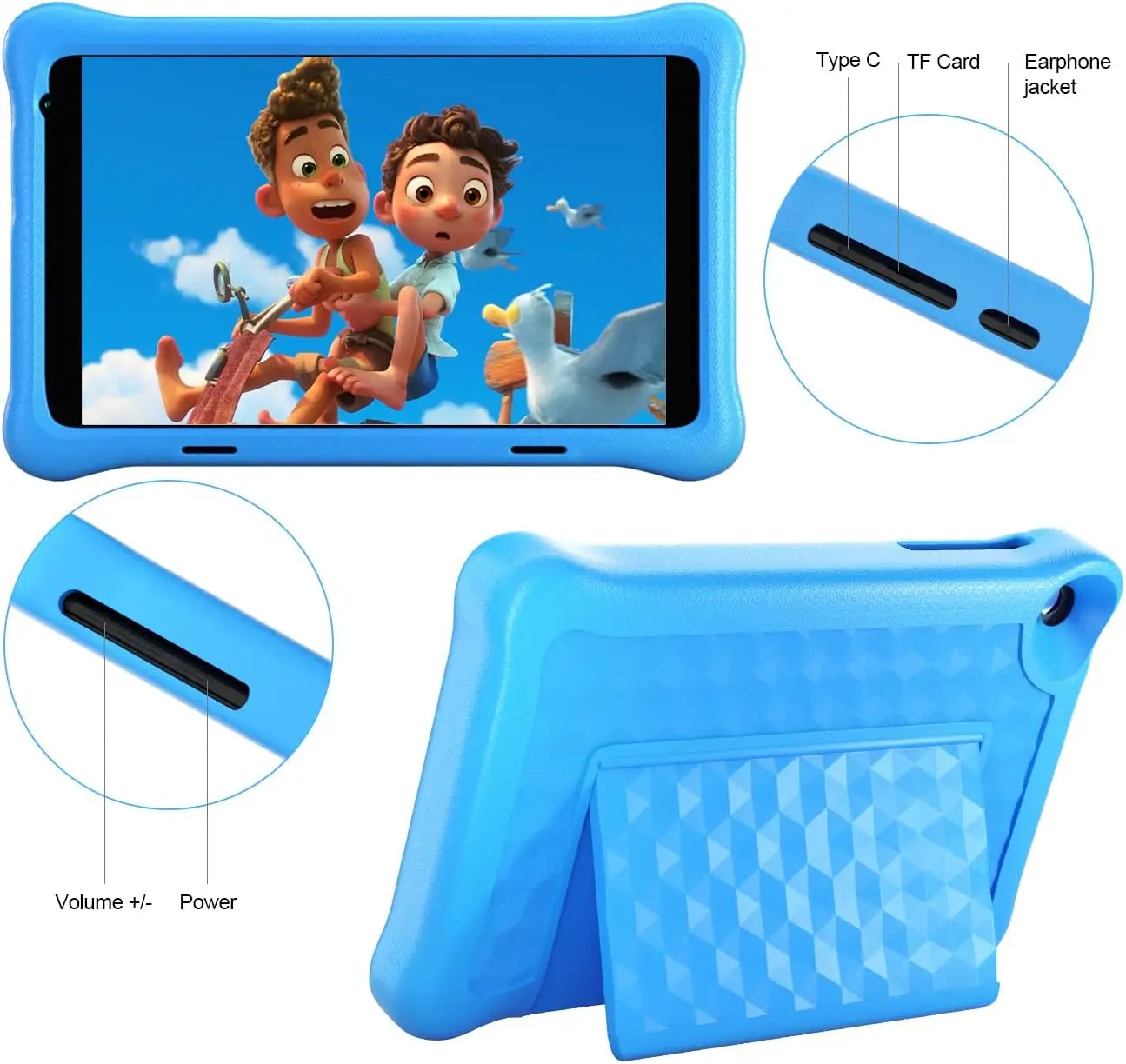 8 Inch Kid Tablet Android11 Learning Tablets Quad Core Processor 2GB+32GB 128GB Expansion 5000mAh Child Eye Protection With Case