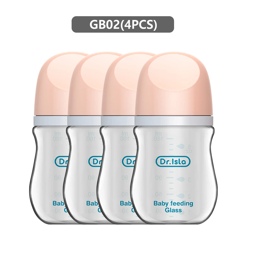 MAMIJOY 4PCS Baby Bottle Newborn Glass Bottles 90ML/160ML Anti-flatulence Milk Feeding Bottles Infant 0-3 Month BPA Free GB01＆02
