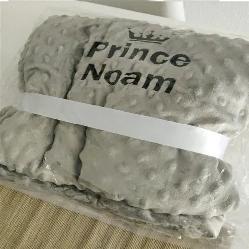 Personalized Baby Blanket with Name for Newborn Boys and Girls Custom Minky Fleece Toddler Crib Stroller Blanket Birthday Gift