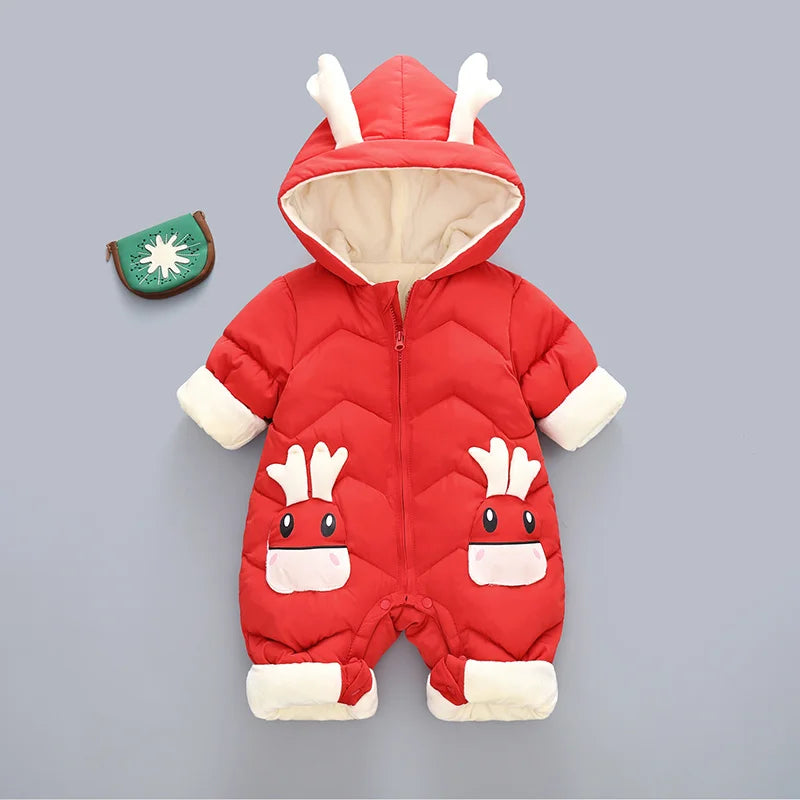 New born Warm Baby coat Winter Hooded Rompers Thick Jumpsuit Overalls Snowsuit Children Boys Clothing kids clothes DropShipping