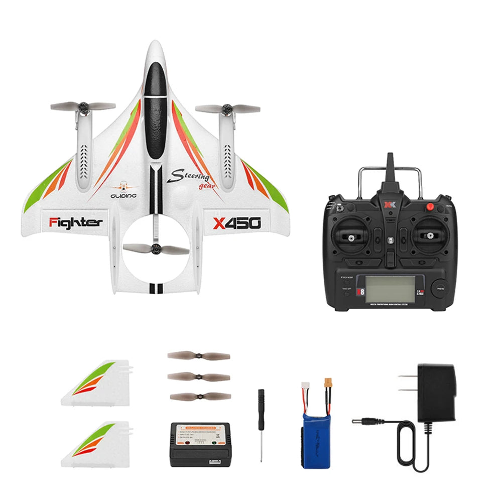 WLtoys XK X450 2.4G 6CH 3D/6G RC Quadcopter Vertical Takeoff LED RC Glider Fixed Wing RC Airplane Aircraft RTF With Kid's Toys