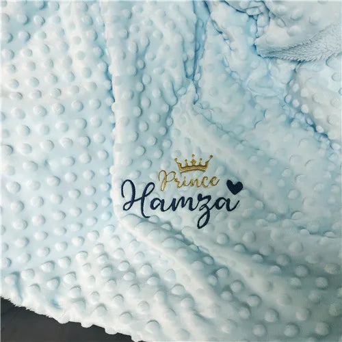 Personalized Baby Blanket with Name for Newborn Boys and Girls Custom Minky Fleece Toddler Crib Stroller Blanket Birthday Gift