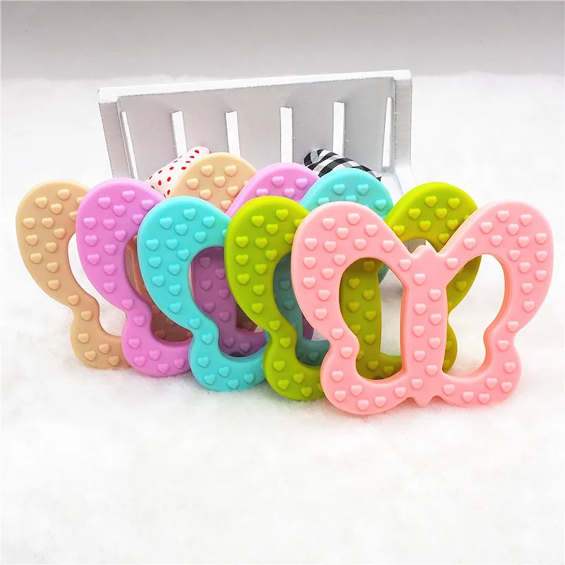 Chengkai 10PCS Silicone Butterfly Teether Baby Pacifier Dummy Teething Pendant Nursing Jewelry DIY Sensory Toy BPA Free
