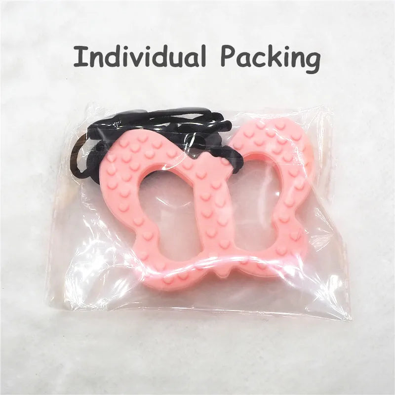 Chengkai 10PCS Silicone Butterfly Teether Baby Pacifier Dummy Teething Pendant Nursing Jewelry DIY Sensory Toy BPA Free