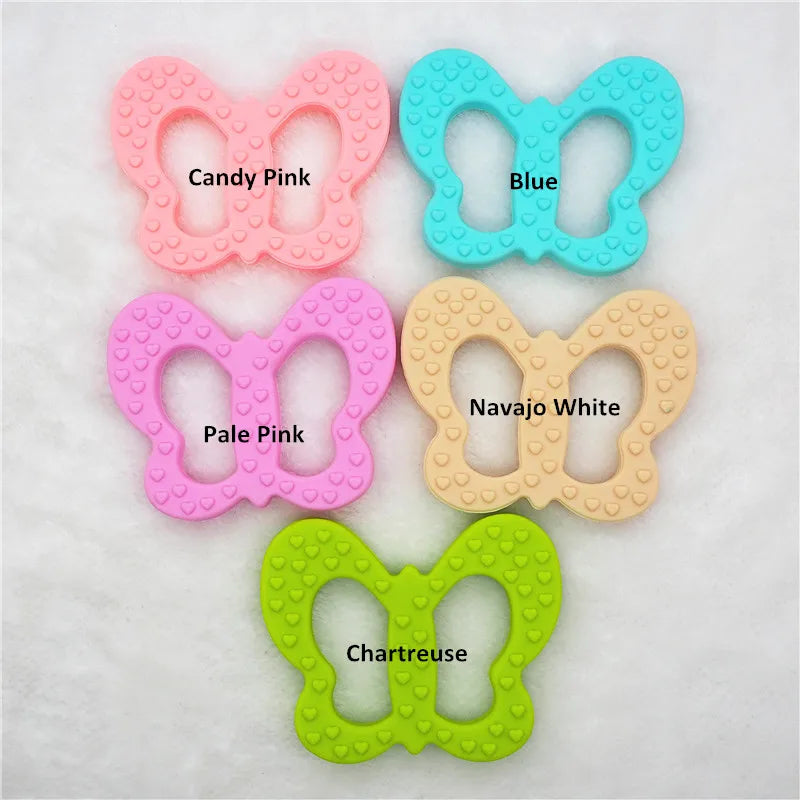 Chengkai 10PCS Silicone Butterfly Teether Baby Pacifier Dummy Teething Pendant Nursing Jewelry DIY Sensory Toy BPA Free