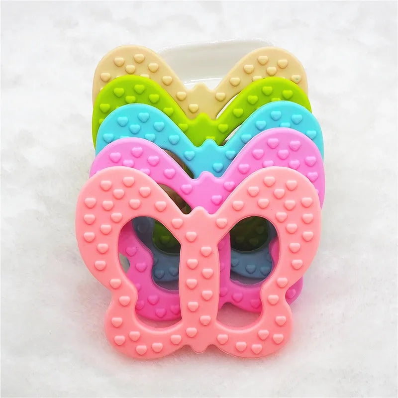Chengkai 10PCS Silicone Butterfly Teether Baby Pacifier Dummy Teething Pendant Nursing Jewelry DIY Sensory Toy BPA Free