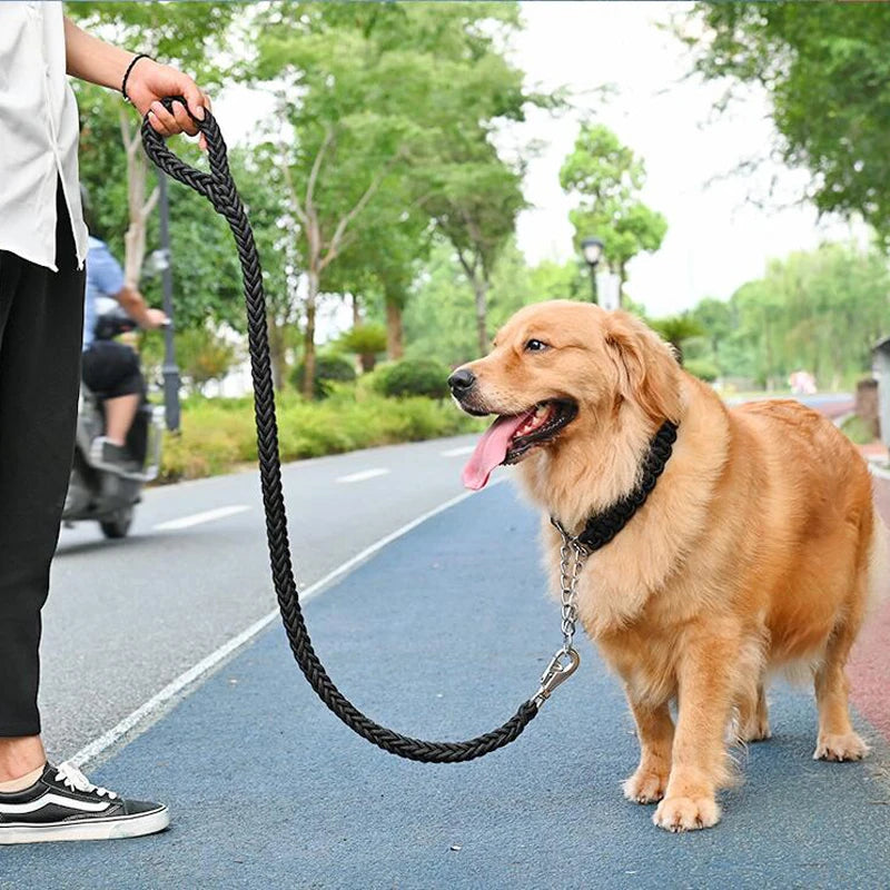 Heavy Duty Dog Leash for Large Dogs, 8 Nylon Rope Braided Lead, Strong Durable Traction Strap for Medium to Big Dogs Pitbull
