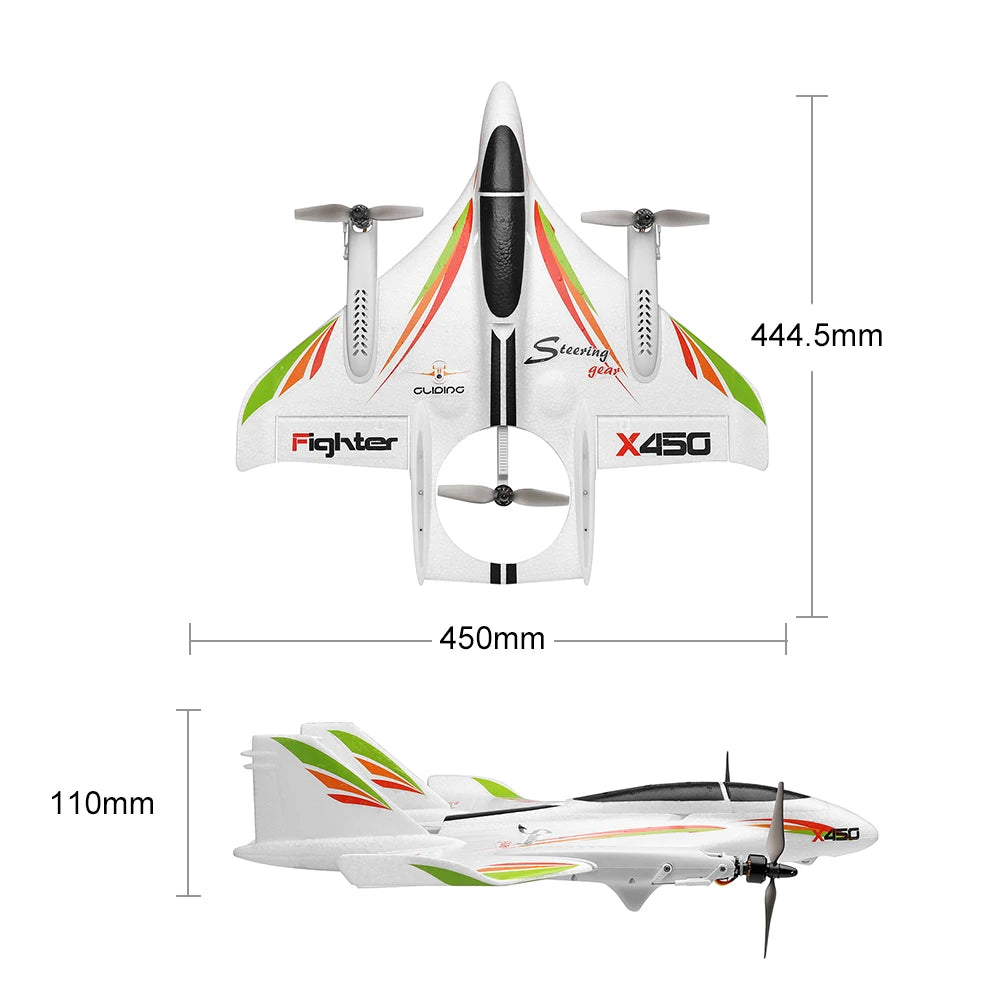 WLtoys XK X450 2.4G 6CH 3D/6G RC Quadcopter Vertical Takeoff LED RC Glider Fixed Wing RC Airplane Aircraft RTF With Kid's Toys