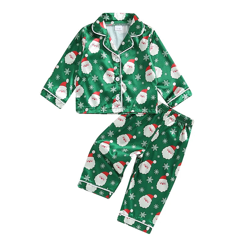 Children s Christmas Pajama Set with Reindeer Print Cozy Long Sleeve Top and Elastic Waist Pants for Boys and Girls 2 Piece
