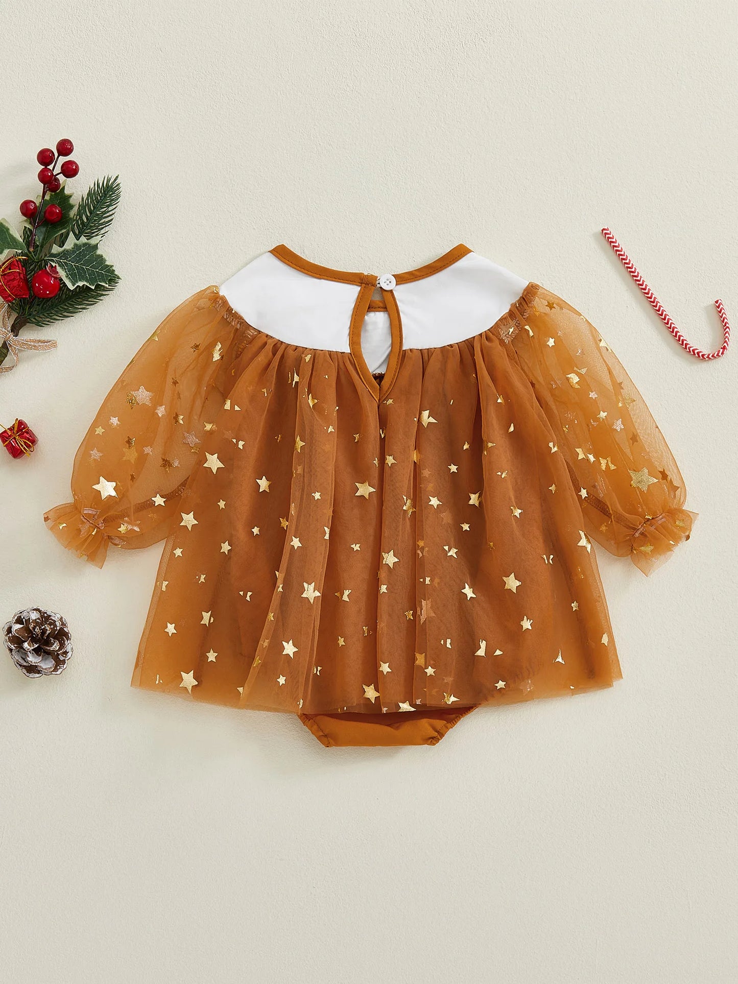Toddler Princess Lace Romper Dress Winter Snowflake Embroidery Sleeveless Jumpsuit Christmas Party Outfit for Baby Girl