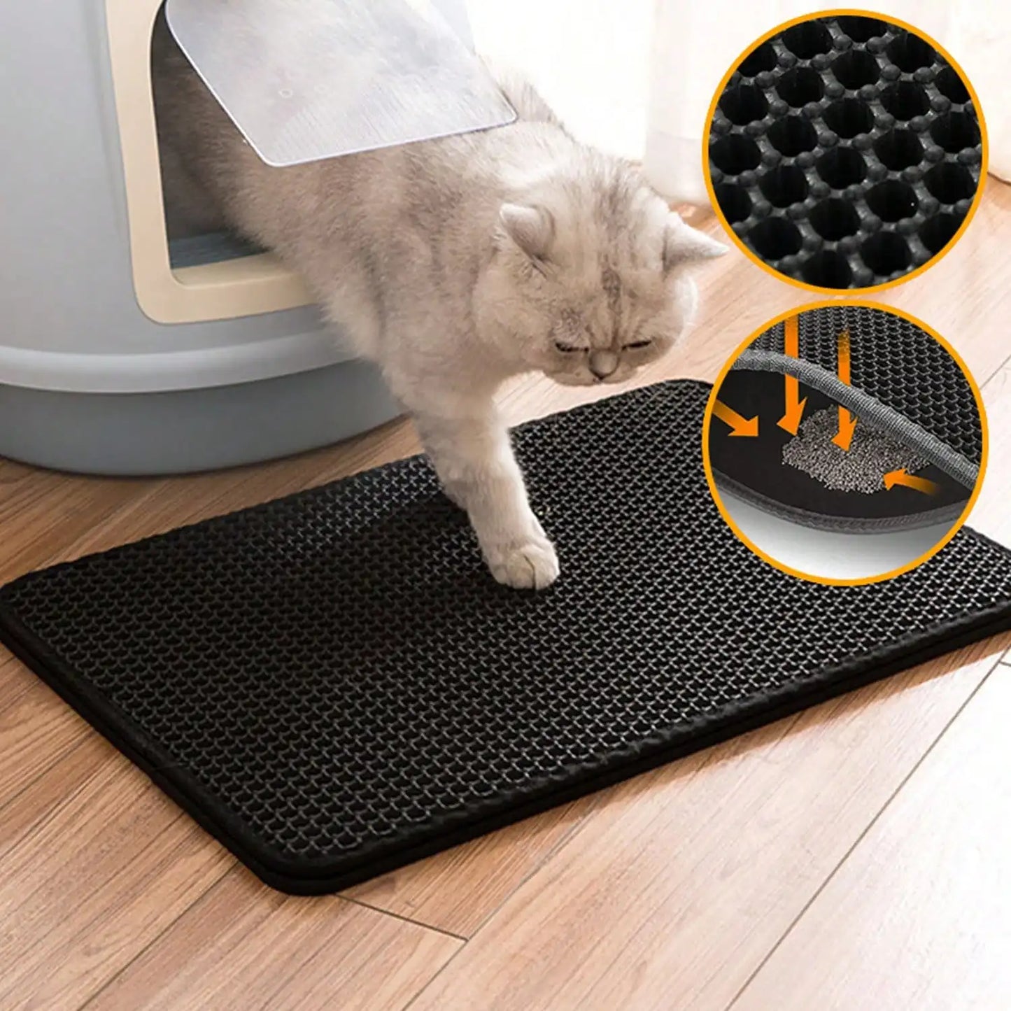 Cat Litter Mat Black Litter Trapping Mat, Non Slip Waterproof Urine Proof Cat Litter Box Mat, Indoor Box Supplies And Essentials