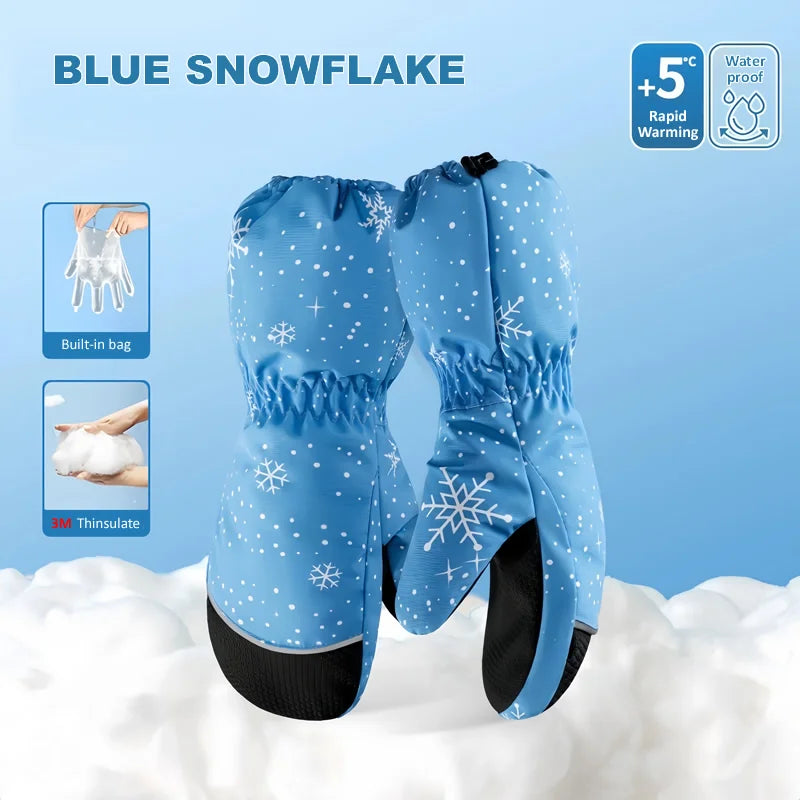 Kids Winter Skiing Gloves 3m Thinsulate Lining Waterproof Windproof Anti Slip Warm Mittens Boys Girls Outdoor Sports Snow Gloves