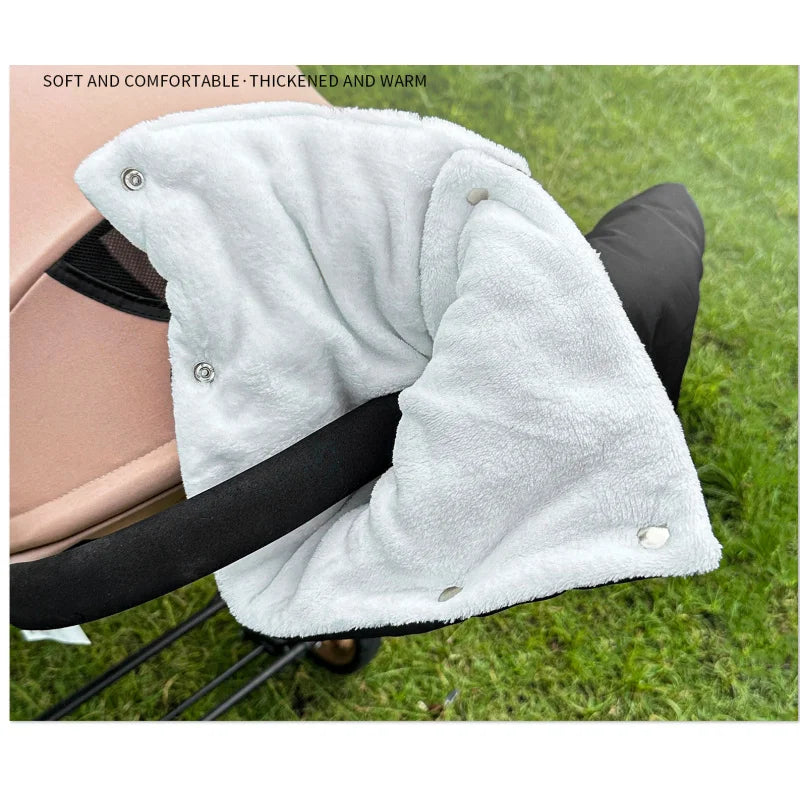 Baby Stroller Warm Gloves Soft Velvet Gloves Black Anti Cold Baby Stroller Handrail Gloves