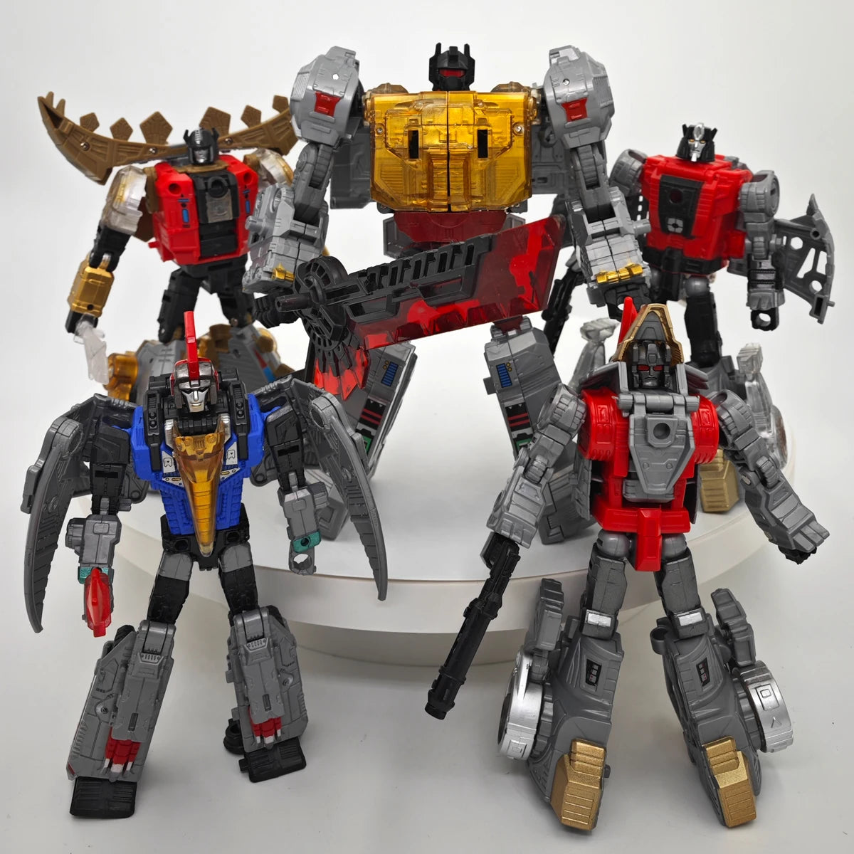 5IN1 BPF ABS Model Transformation G1 Robot Toy Dinoking Volcanicus Grimlock Slag Sludge Snarl Swoop Slash Dinobots Action Figure