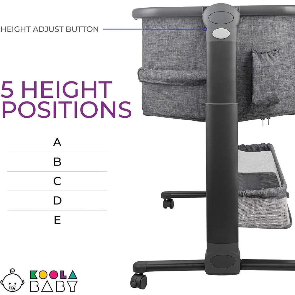 Portable Baby Bedside Sleeper, Folding Crib with Storage Basket for Newborns